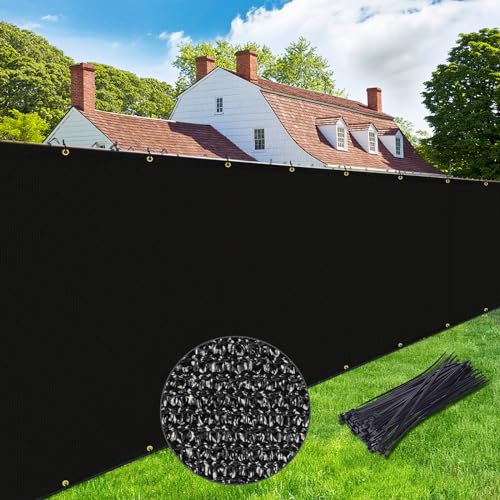 UPGRADE Privacy Screen Fence 5' x 50' Commercial 220GSM Fence Panel with Brass Grommets Heavy Duty Perfect for Outdoor Back Yard-Black, Customizable