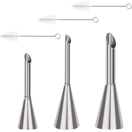 NIYATA Kit Pâtisserie Professionnel, 3 Pièces Choux à Garnir Bec de Crème et 3 Brosses de Nettoyage,Douilles Inox et Accessoires Pâtisserie,Ustensiles DIY Décoration Gâteaux