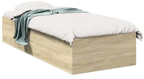 THOYTOUI Bettgestell, Tagesbett Bettrahmen Seniorenbett Bett Geeignet für Wohnungen Schlafzimmer Hotels Studentenwohnheim Sonoma-Eiche 100x200 cm Holzwerkstoff
