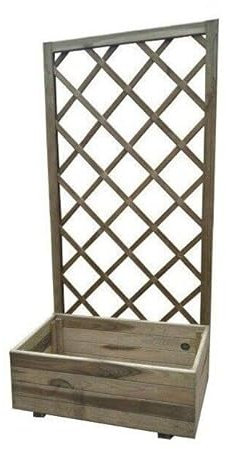 Fioriera con Pannello Grigliato Legno Pino Impregnato in Autoclave cm 70x35x140