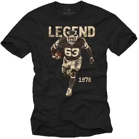 MAKAYA Mücke 63 T-Shirt Herren American Football Trikot Vintage Retro Motiv Bulldozer Schwarz XL