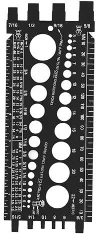 Misuratore per Bulloni, Calibro per Viti e Dadi per Garage per Officina, Verificatore di Filettatura Metrica Imperiale con Foro per Appendere a Parete, Costruzione Robusta, (BLACK)