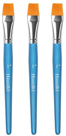 Himmlfel Juego de Pinceles Plano, 3 Unidades de Pincel acrílicos de 2,5cm para Pintura acrílica, Acuarela, Gouache, óleo, Pintura Facial. Pinceles Grandes Profesionales para Artistas y Principiantes