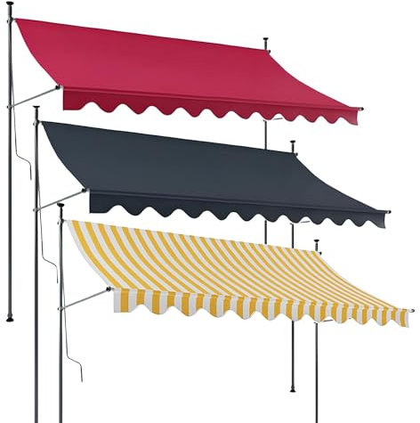 WATAOW Store De Terrasse Rétractable Extérieur, Marquise De Portes Et Fenêtres Réglable en Hauteur (1,5 À 4,0 M)(Gray,3.5m/11.5ft)