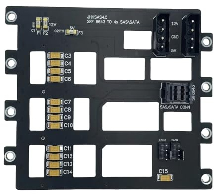 JNJOOD Rückseitige Festplattenkarte SFF8643 A 4 Einschübe Hard Drive Backplane für NAS Speicherserver