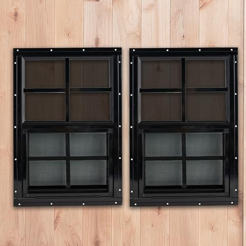 Shineforu Shed Windows 2 Pack Black (12” W x 18” H)