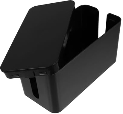 HOMOBABE 1 Pieza Caja Organizadora de Cables de Plástico para Gestión de Cables Casa y Oficina Diseño y Simple para Ocultar Regletas y Cargadores Color Negro Pequeño
