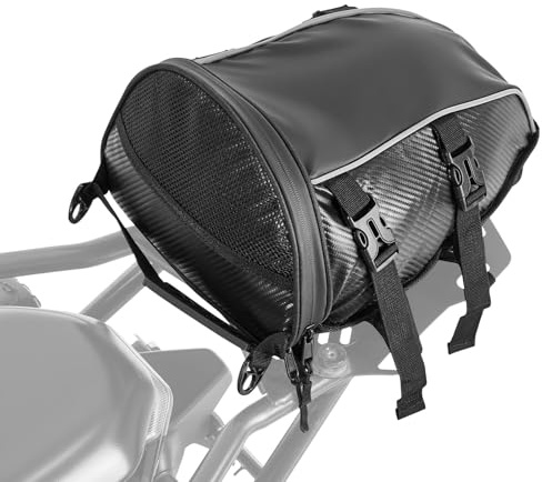 VEVOR Motorcycle Tail Bag, 10 L Motorcycle Rear Seat Bag with Waterproof Rain Cover, Outdoor Sports Motorbike Luggage Storage Trunk Rack Backpack Handbag with Shoulder Strap and Inner Pocket, Black