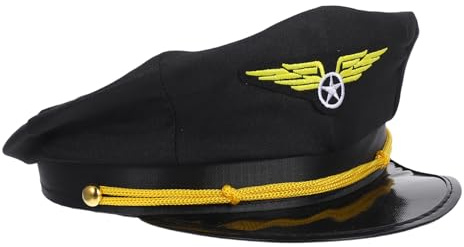 LIGIGWASH Pilot Hat Costume Airline Captain Dress up Hat for Halloween Theater Shows and Cosplay Parties for Adults