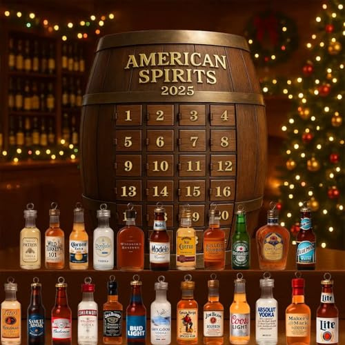 MissFox Calendrier de L’avent Whisky 2025 – 24 Surprises Uniques avec 24 Mini Bouteilles 2D de Whisky, Advent Calendar Original pour Adultes, Amateurs de Bar et Dégustation de Spiritueux (B)