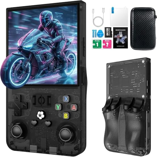 Vexabinion Console di Gioco Portatile Retrò R36MAX, Schermo IPS da 4 Pollici 720×720, Scheda TF da 128 GB, 22 000 Giochi Classici Integrati, Doppio Joystick Analogico, Batteria 4000 mAh, Nero