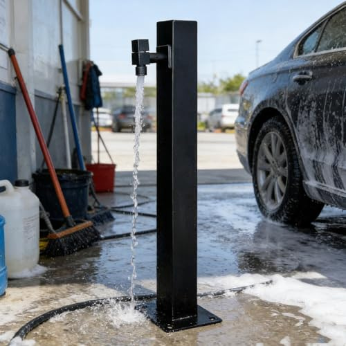 Columna de agua de jardín al aire libre acero inoxidable, grifo montado el piso grifo independiente y fuente para exteriores, columna dispensadora de agua, hidrante jardín(Style 5,Height: 95cm/37.4in)
