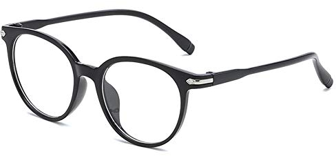 Luo-401XX Unisex runder Brillenrahmen, transparenter Brillenschutz, klare Linse, Brillengestell, Hellschwarz, One size