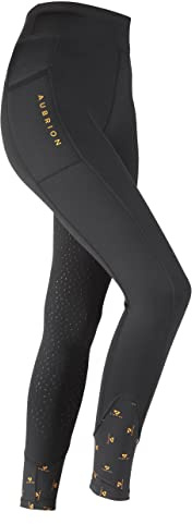 Shires Aubrion Ladies Porter Winter Horse Riding Tights in Jet Black Small, Jet Black