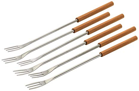 KUHN RIKON Käsefonduegabeln Cerezo 6 Piezas, Plateado/Color Madera