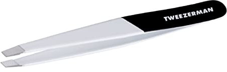 TWEEZERMAN Pinzette (Handgeschliffene Schräge Spitzen, Augenbrauen zupfen, Profi-Qualität, Rostfreier Edelstahl), Midnight Strike