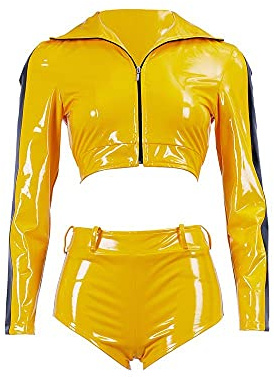 BYHai Kill Bill Costume Beatrix Kiddo The Bride Costume Cosplay Suit Sexy Kung Fu Outfit with Jacket Pants for Women, Yellow, X-Small