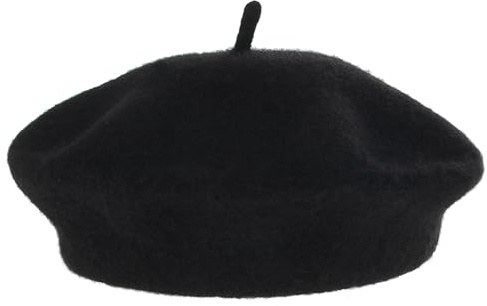 EOZY Womens French Beret Hat for Ladies Vintage Beret Cap in Solid Color Classic Artist Painter Hat Black