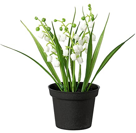 creativ home Kunstpflanze MAIGLÖCKCHEN mit Gras im Kunststofftopf 17cm Weiss