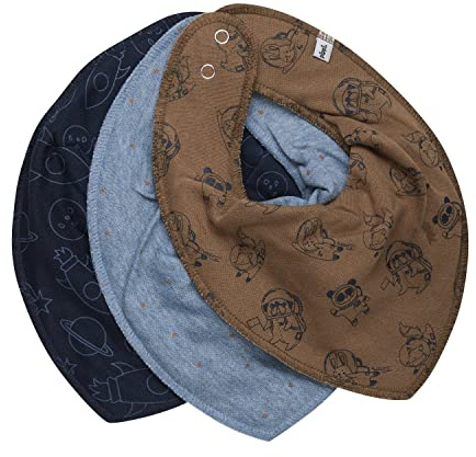 pippi Baby Bandana Bib Boy-AOP (3-Pack) Triangle, Ashley Blue, One Size