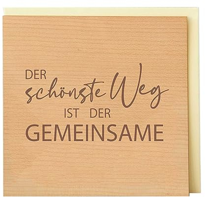 Original Holzgrusskarte - Hochzeitskarte für besondere Glückwünsche zur Hochzeit, Motiv Der schönste Weg, Kirschholz, Hochzeitsbillet, Glückwunschkarte, Postkarte, Geschenkkarte für Ehepaar