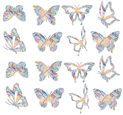 16 Stück Vogelschutz für Glasscheiben Prisma Fensteraufkleber Vogelschutz Schmetterling Suncatcher Sticker Fenster Sticker Vogelschutz Aufkleber Fenster Stoppen Sie Vögel