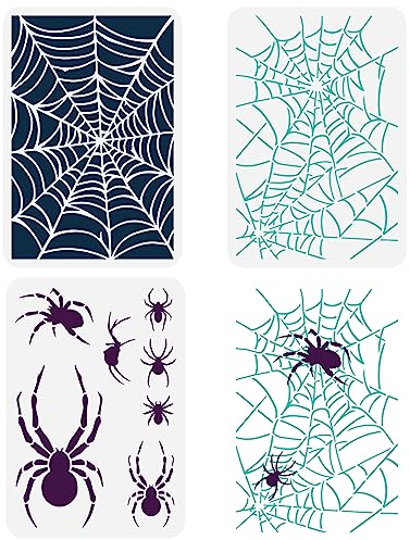 FINGERINSPIRE 3 Stück Spinnennetz Malschablone 21x29.7 cm Wiederverwendbare Halloween Spinnen Schablone Spinnennetz Zeichenvorlage Halloween Themen Schablone Für DIY Urlaub Party Heimdekoration