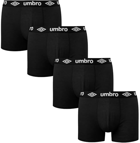 Umbro Men's (4 -Pack) Fitted Boxer Hipsters | Mens Boxers Shorts Multipack with Elastic Waistband | Cotton Rich, Comfortable Breathable Mens Underwear