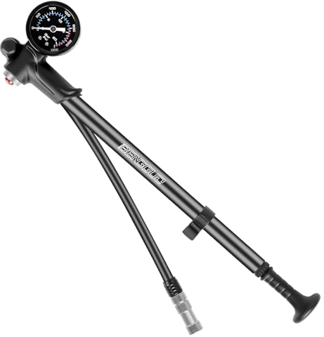 Federgabel Dämpferpumpe, Hochdruck 300 PSI Luftpumpe mit Manometer, Mini Fahrradpumpe Fahrradreifen Pumpe für MTB, Rennradgabel und Hinterradaufhängung, Rollstuhl, Schrader/Presta