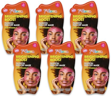 7th Passion Peel Off Face Masks (Pack of 6) Brightening Face Mask Skincare Set with Vitamin C, Purifying, Deep Cleansing, Hydrating and Vegan Peel Off Mask - Genuine 7th Heaven Face Masks Skincare