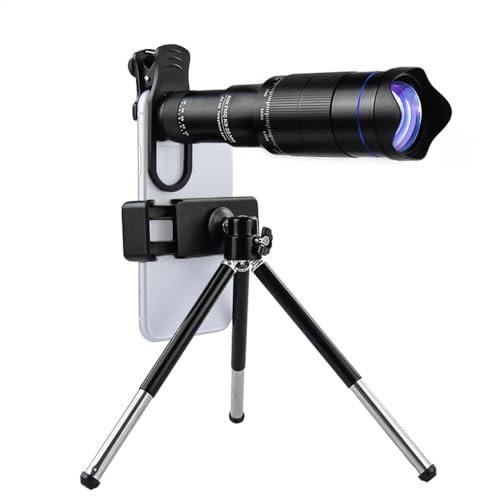 Andoer 40X Mobile Phone Telephoto Lens Kit with Lens Clip, Phone Holder, Extendable Mini Tripod, Remote Shutter for Hiking, Camping, Wildlife Watching