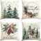 ALINK Weihnachten Kissenbezüge 4er Set, 45x45cm Kiefernzapfen Rentier Baum Herzliche,Hallo Winter Zierkissenbezug Couch Wohnzimmer Deko