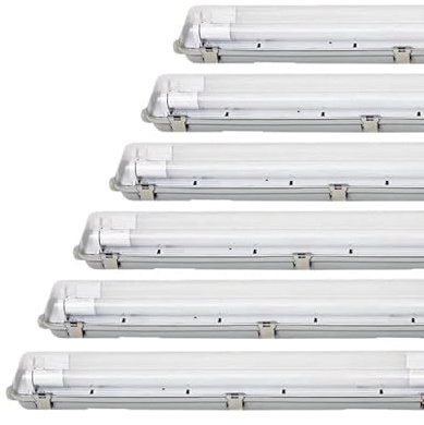 SILAMP Réglette étanche 150 cm double pour Tube LED T8 IP65 (Boitier vide) (Pack de 6)