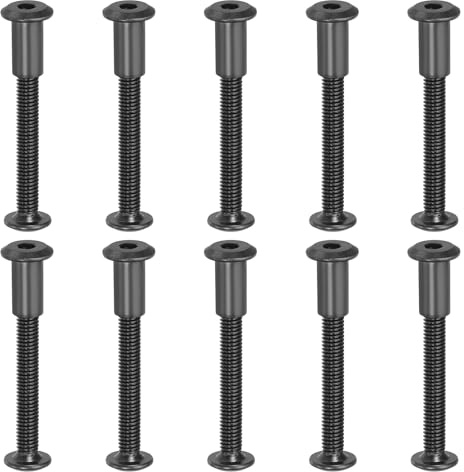 PATIKIL Viti Esagonali Chicago M6 x 45 Mm, 10 Set Viti Legatura Viti Collegamento Esagonali con Dado a Incasso per Riparazione Mobili Album Pelle Cintura Foto, Nero