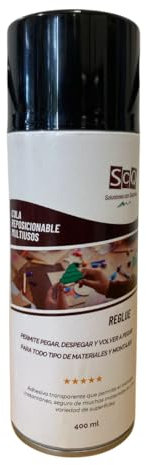 REGLUE 1 x 400 ml Colla riposizionabile | Spray adesivo di nuovo separabile | Colla per tessuti, carta, cartone, plastica, sugheri. Incolla e stacca senza danneggiare i materiali