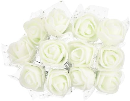PATIKIL Teste Fiori Artificiali Mini Rosa 0.98, 144Pz Bulk Stelo Schiuma Rose Finte con Garza per Bouquet da Sposa Boutonniere Decorazioni per Torte Artigianato Casa Festa, Beige