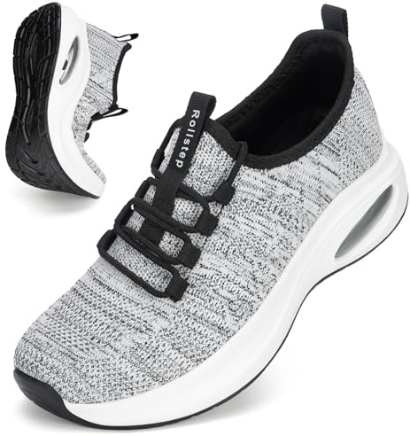 Rollstep Wide Toe Box Shoes Women Extra Wide Width Sneakers Diabetic Air Cushion Road Running Shoes Ultra Light Wide Tennis Sneakers Gym Training Breathable Walking Shoes Black Grey 40