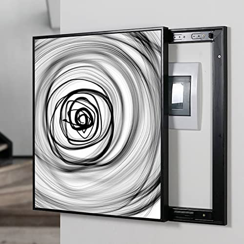 Modern Living Room Distribution Box, Hanging Pictures Electrical Box Counters Cover Distribution Box Hide Paintings Abstract Art Black and White Decorative,Vertical,Push Left ( Color : Vertical , Size