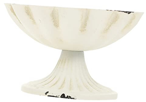 RORPOIR Retro Iron Flower Vase White Vintage Wrought Metal Decorative Plant Pot European Style Floral Arrangement Container for Office and Home Wedding Table Centerpiece