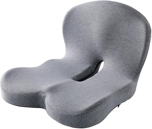 IIOHOII Orthopedic Memory Foam Car Seat Cushion for Sciatica & Back Pain Relief - Ergonomic Non-Slip Office Chair Cushion & Car Cushions for Long Driving with Lumbar Support, Universal Fit (Grey)