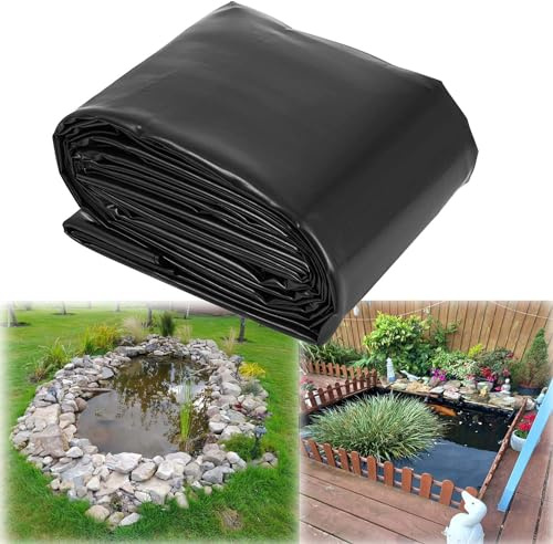 Fodera per laghetto in HDPE, 4 x 5 m, 5,5 x 9 m, 6,5 x 10 m, rivestimento flessibile e impermeabile per laghetti Koi e cascate da giardino, spessore 0,12 mm (dimensioni: 4 x 9 m)