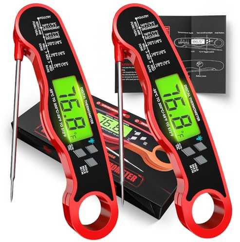 AWLKIM Digital Meat Thermometer 2 Pack Instant Read for BBQ