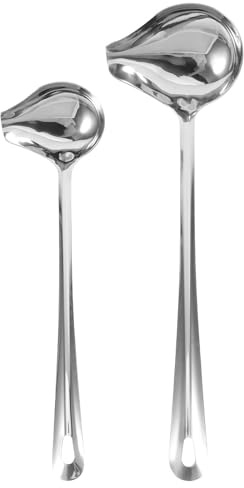 BESPORTBLE Cucharas para Salsas de Acero Inoxidable 2 Piezas Grande y Pequeño Utensilios de Cocina para Decorar y Servir Salsas Cuchara para Sopa Uso Hogar y Restaurante