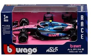 Bburago - F1 BWT Alpine A525 2025#43 Colapinto, 1:43 Scale Diecast Car with Realistic Details, F1 Alpine Replica, Blue/Pink Livery, Officially Licensed, Recommended Age 3+ Years