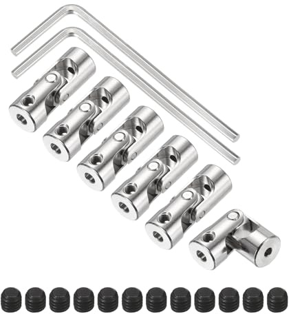 sourcing map 6Pcs 2.3mm to 3mm ID Steering Universal Joint Shaft Coupling, SAE 1045 steel 45°Degree Rotatable Joints Coupler with Screws Wrench Set for Model Car Ship Drive Shaft Motor