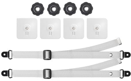 Cinghie di sicurezza per TV, 2 pezzi di fissaggio regolabili per mobili, 90 x 2 x 0,2 cm, cinghie anti-punta senza foratura, montaggio sicuro per schermo, ancoraggi da scrivania, per bambini a