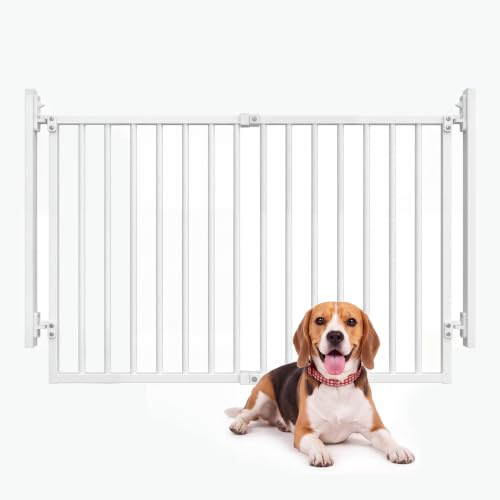 MoraRise 75cm Pet Gate, Adjustable 60-130cm Safety Gate for Cats & Dogs, No-Drill Wide Gate with One-Hand Operation, Auto-Close Door, Stair, Hallway Use