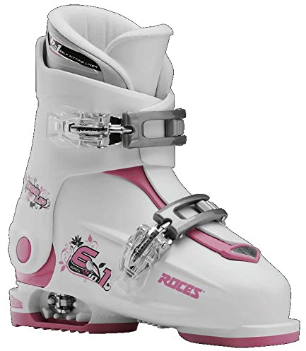 ATOMIC Roces Kinder Idea Up 19.0-22.0 Chaussures de Ski réglables pour Enfant Blanc/Rose Profond, 30-35 EU