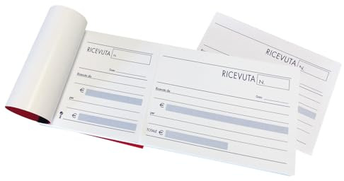 BM BeMore – Mod 85, 0100088, Blocco Ricevuta Generico Madre e Figlia – Carta Uso Mano – 100 Copie – Dimensioni del Blocchetto 9,8cm x 22cm – Confezione da 5 Pezzi