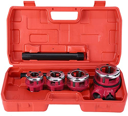 Rohrgewinde Satz, Industrial super Cut Premium Qualität - 4 teiliger Gewindeschneidkluppensatz, Manuelles Installationsset für Klempner Rohre 1/23/4 11-1/4 Einfädelwerkzeug